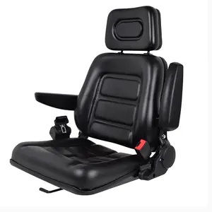 Universal Lawn Mower Seat, Tractor Seat Fold Down with Armrest Headrest Seatbelt, Adjustable Backrest and Slide Rail Waterproof Loader Forklift Seat, for Garden Tractor Bucket Excavator Backhoe Dozer