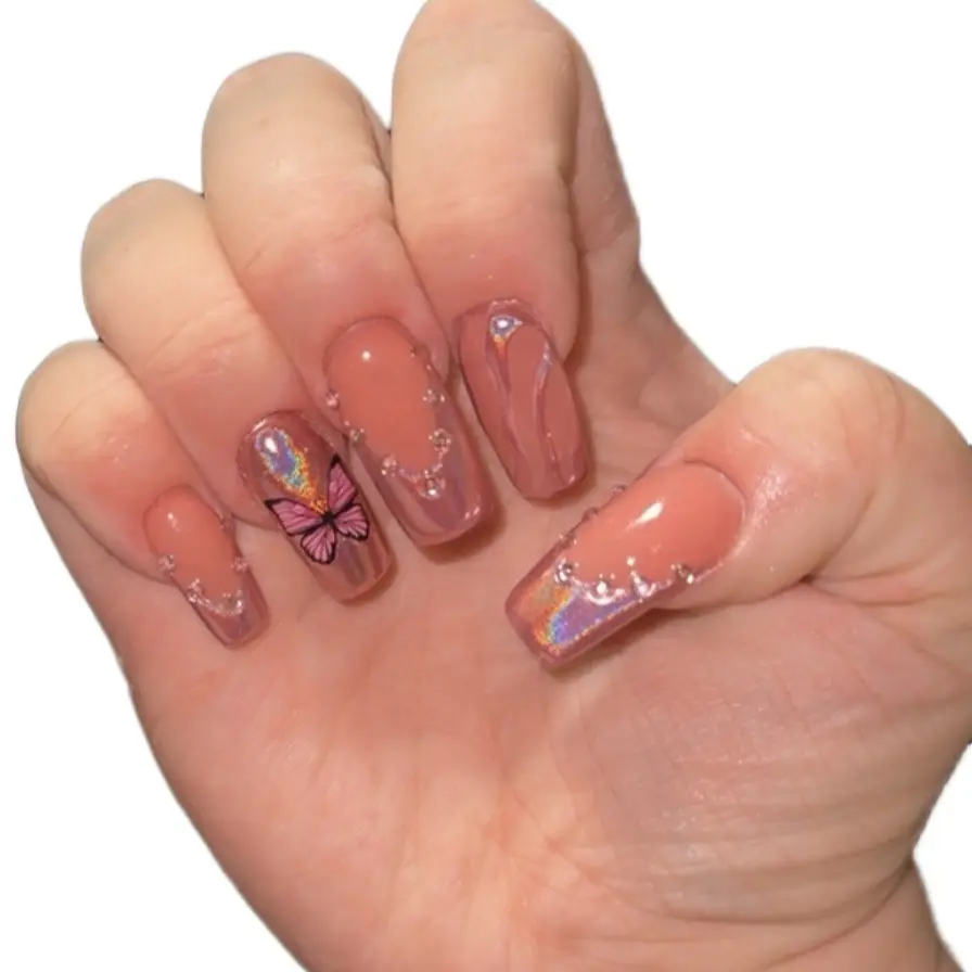 Custom Press On Nails with Nail File, Glue and Alcohol Swab - Professional-Looking Manicure at Home