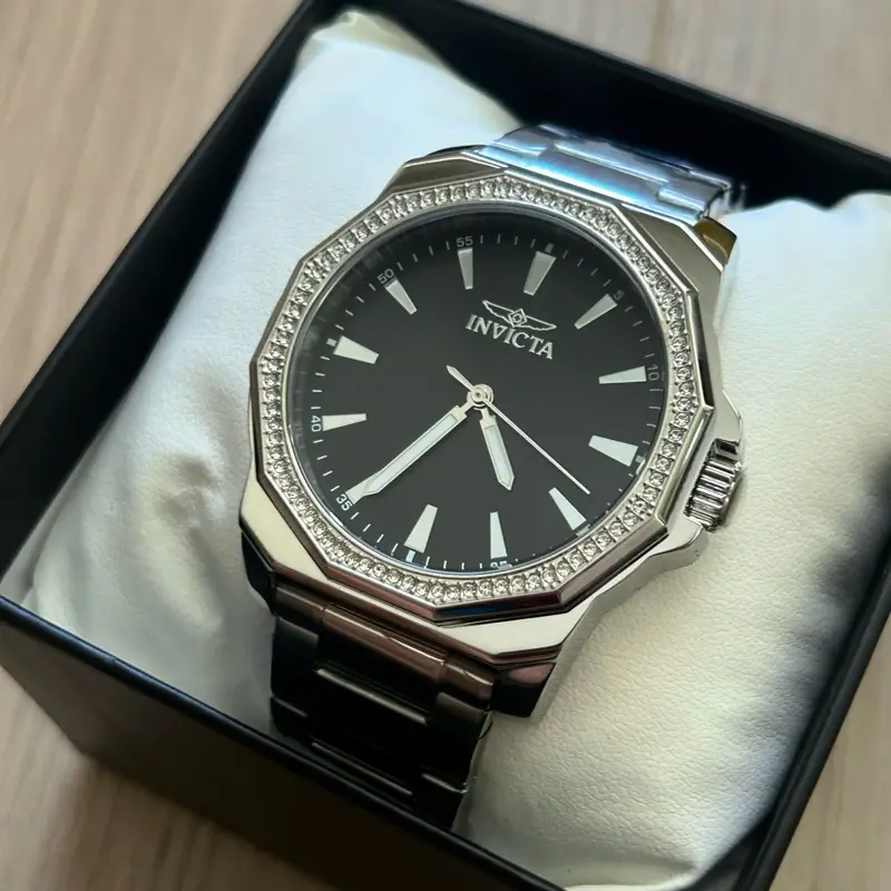 Invicta Watch Brand New Black and Silver - Diamond Accented