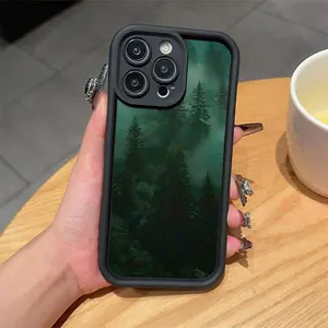 High Bamboo Black And Green Forest Themed TPU Shockproof Full Coverage Protective Case Suitable for Apple Iphone 6/7/8/X/Xs/Xr/Xs Max/11/12/13/14/15/16 Pro Max.
