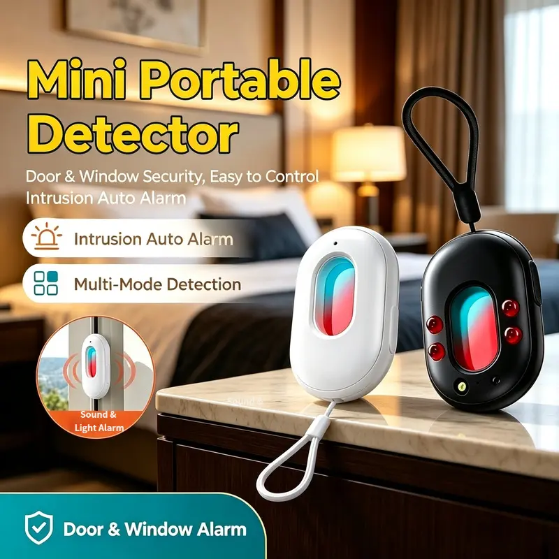 2026 New 3-in-1 Hidden Camera Detector - Compact Infrared Camera Scanner with Vibration Sensor, Door Window Alarm System, Multi-Alert Privacy Check Travel Safe Portable Privacy Protector for Travel, Hotel