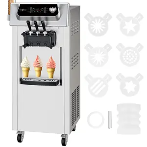 【GARVEE】Commercial Soft Ice Cream Machine 3 Flavors Clean Led Panel Perfect for Restaurants Snack Bar Supermarkets 2200W