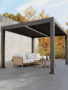 2026 Outdoor Pergola with Adjustable Louvered Roof, 10' x 12' All-Aluminum Louvered Pergola ,Reinforced Aluminum Frame, Integrated Drainage System，Hardtop Gazebo for Patio