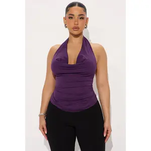 Regina Cowl Neck Halter Top - Plum