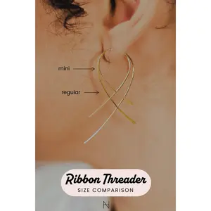 Ribbon Threader Hoop Earrings, Gold Fill, Rose Gold Fill, or Sterling Silver