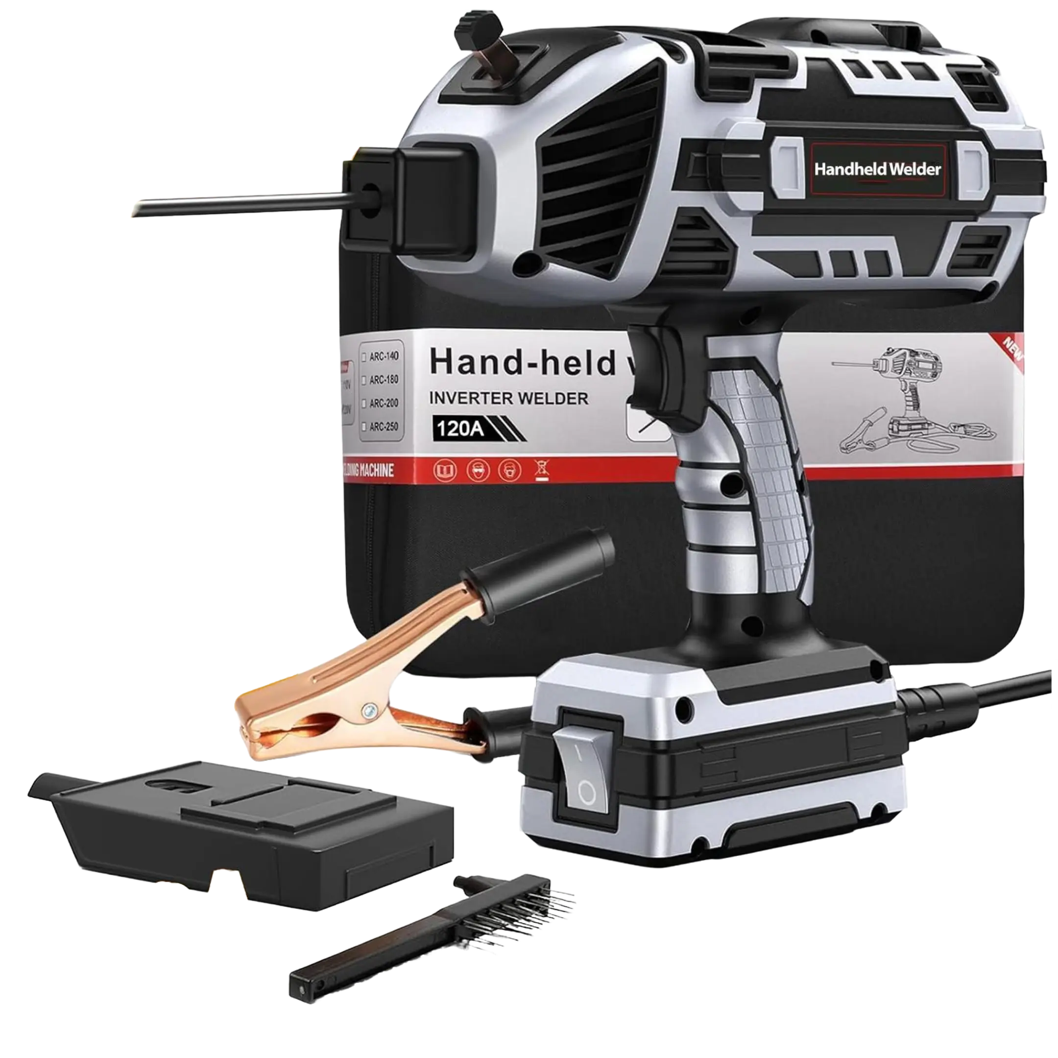 110V Portable Welder Handheld with IGBT Inverter 5 Variable Current Adjustment, 110V Portable Welder, Portable Electric Welding Machine,, ARC Welder Gun, Fits for 3/32" Wire Rods