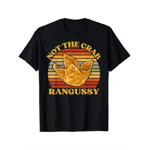 Not The Crab Rangoon Joke Meme T-Shirt, 100% Cotton, Casual Crew Neck, High Stretch Knit Fabric, Regular Fit, with Food-Themed Print for Adults, All-Season Tee Golf Gift T-Shirt For Men and Women