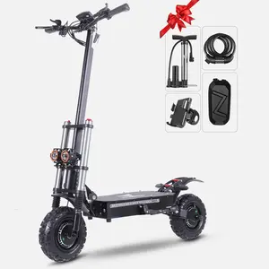 60V 38AH Large-Capacity Battery Electric Scooter for Adults,  6000W Dual Motor, Up to 50MPH, Battery Range up to 50 Miles，High-Speed Sports E-Scooter with 11" Off-Road Tires, Adjustable Handlebars , Foldable Scooter for Teens with Detachable Seat