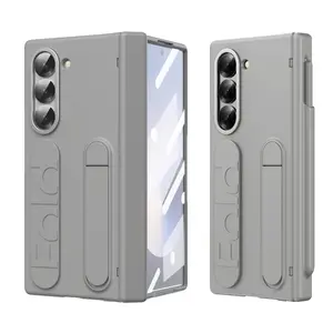 For Samsung Galaxy Z Fold 7 6 5 4 3 Wristband Holder Hinge Case With S Pen Slot Full Screen Protective Cover For Galaxy Z Fold 6