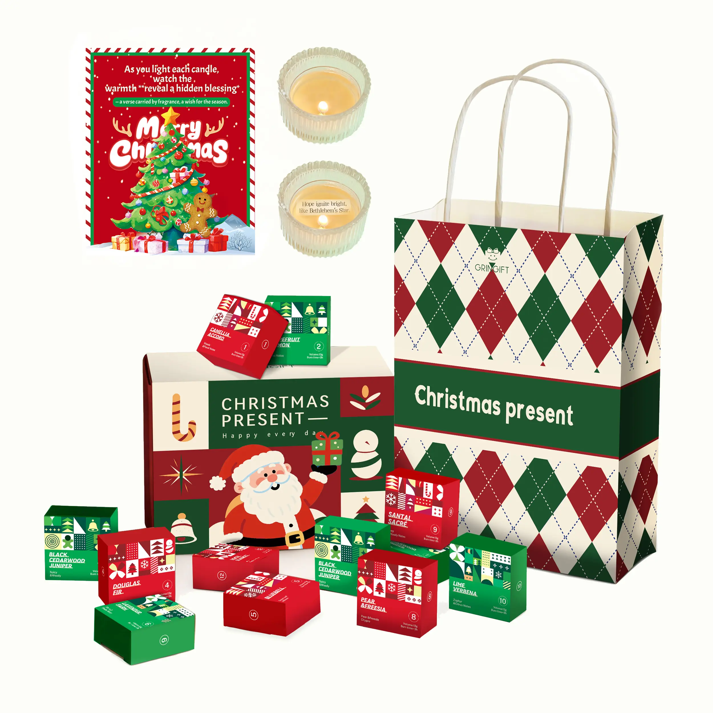 12 Days of Christmas Scented Candles Advent Calendar 2026, 12 Unique Holiday Aromas-Daily Surprise Holiday Countdown Box,Christmas Party Favors Gift ,12-Day Candle Countdown