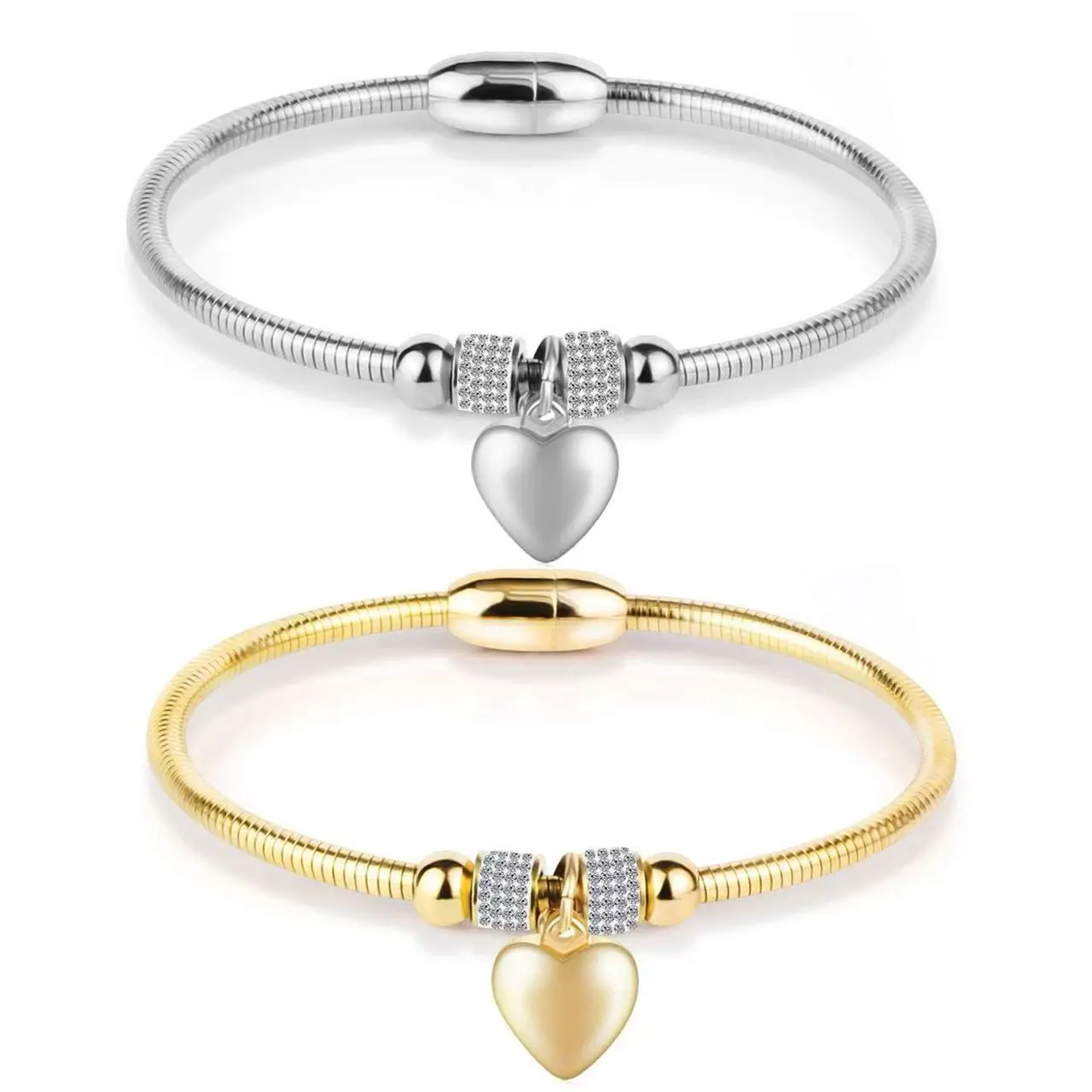 Women's European Heart Shaped Bracelet in Titanium Steel, Light Luxury Metal Jewelry with an Open Cuff Design, Open Bangle, Birthday Gift Ideas
