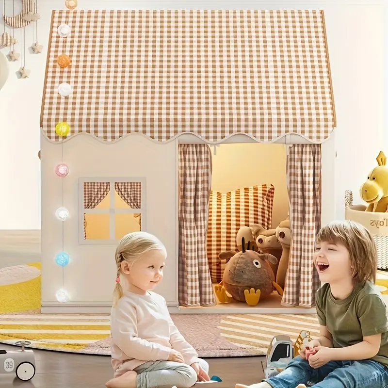 Unisex BPA-Free Polyester Portable Indoor Toddler Playhouse Tent - Castle Design, All Seasons Multifunctional Pretend Play Space, Washable Princess Dream Secret Base (Without Lighting), Playhouse Design