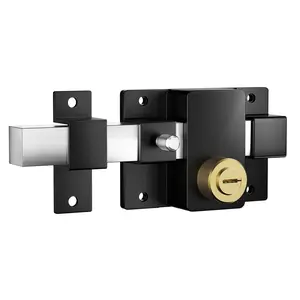 Long Throw Gate Lock for 40-80mm Wooden Door Anti-Rust Double Sides Locking Right & Left Door 5 Keys Stainless Steel & Strong Alloy Sturdy Durable