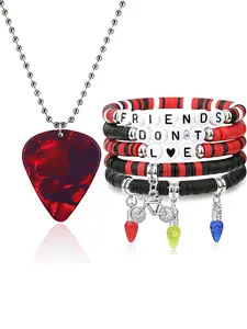Friends Don't Lie Bracelets & Strange Necklace Set, Perfect Friendship Gift Merchandise, Stylish Jewelry Accessory for Fans, Glamour Set, Matching Fashionable Jewelry Set