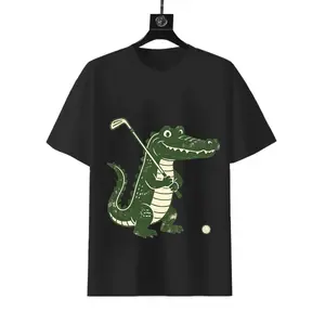 Golf Crocodile Funny Graphic T-Shirt For Men Casual Short Sleeve Crew Neck Tee