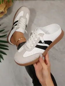 Women's Multi-Color Leopard Print & Classic Retro Sneaker Pu Leather Mules, Casual Low-Top Slip-On Shoes, 4 Colors Available, Footwear