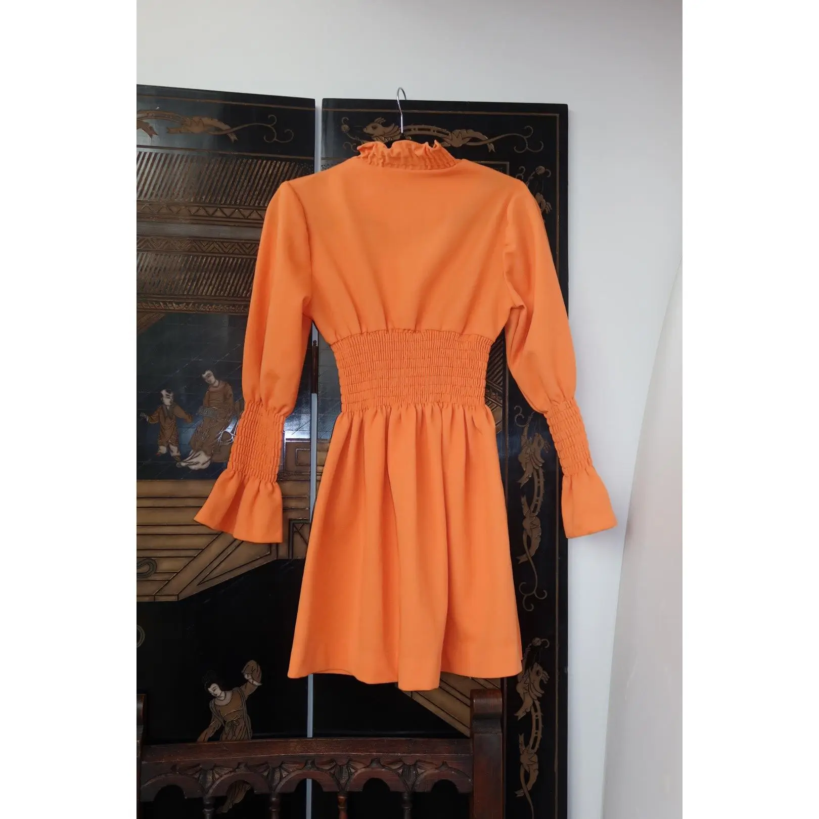 Vintage 1970s Orange Prairie Dress