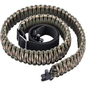 Two-Point Paracord Rifle Sling with Swivels, Non-Slip Gun Sling with Adjustable Length Strap