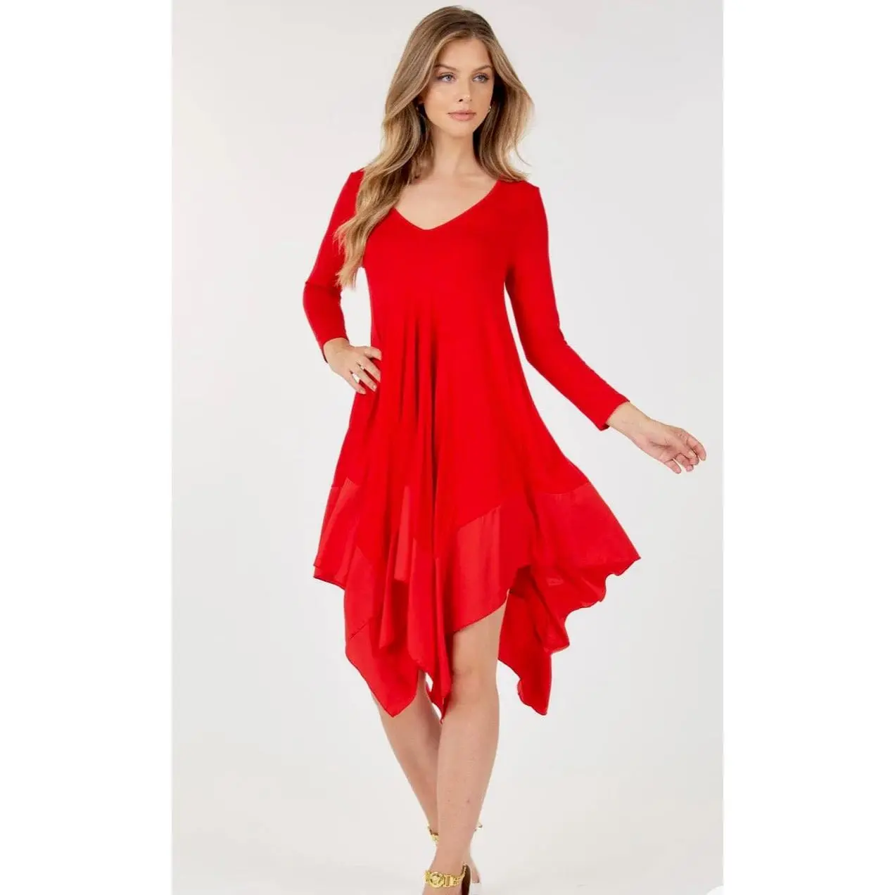 Red High Low Tunic Dress