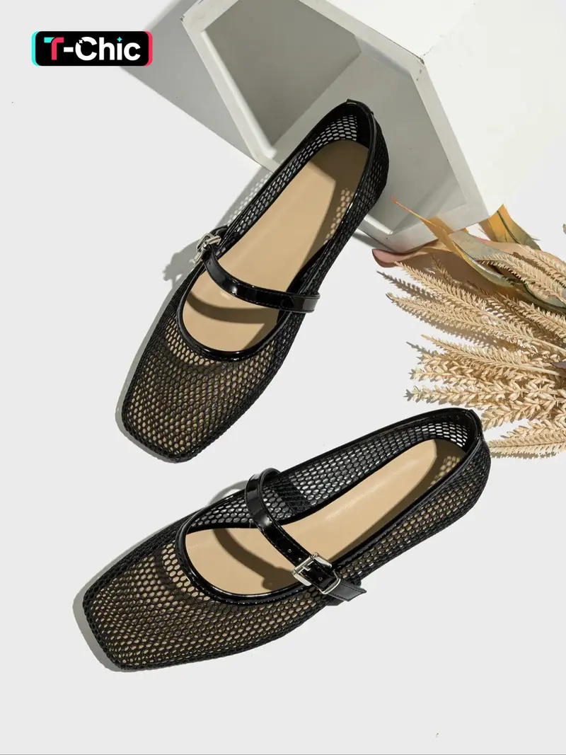 Women's Mary Jane Shoes, Summer Breathable Mesh Lace-Up Flats