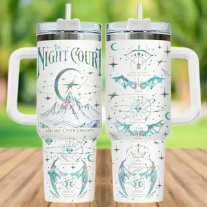Night Court 40oz Tumbler, Velaris Tumbler With Handle, City of Starlight Coffee Mug, Mountain Travel Cup, Birthday Gift