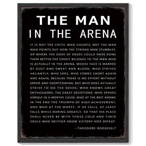 Inspirational Framed Wall Decor the Man in the Arena Motivational Quote Sayings Office Home Decor 11x14 Inch Black Framed Prints Art Encouraging Positive Posters Gift Artwork Painting Ornaments