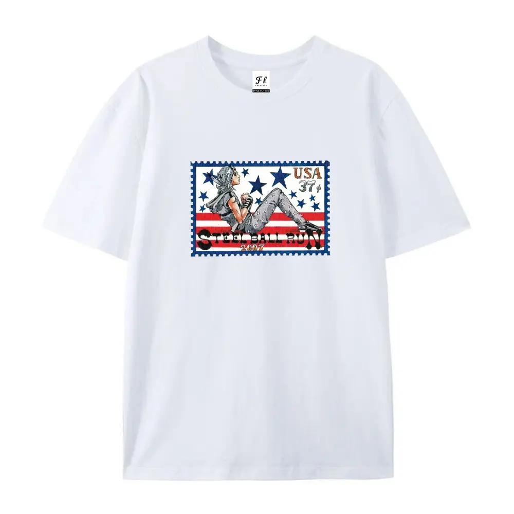 Johnny Joestar JJAB SBR USA stamp Short-sleeved cotton unisex casual T-shirt Fabric