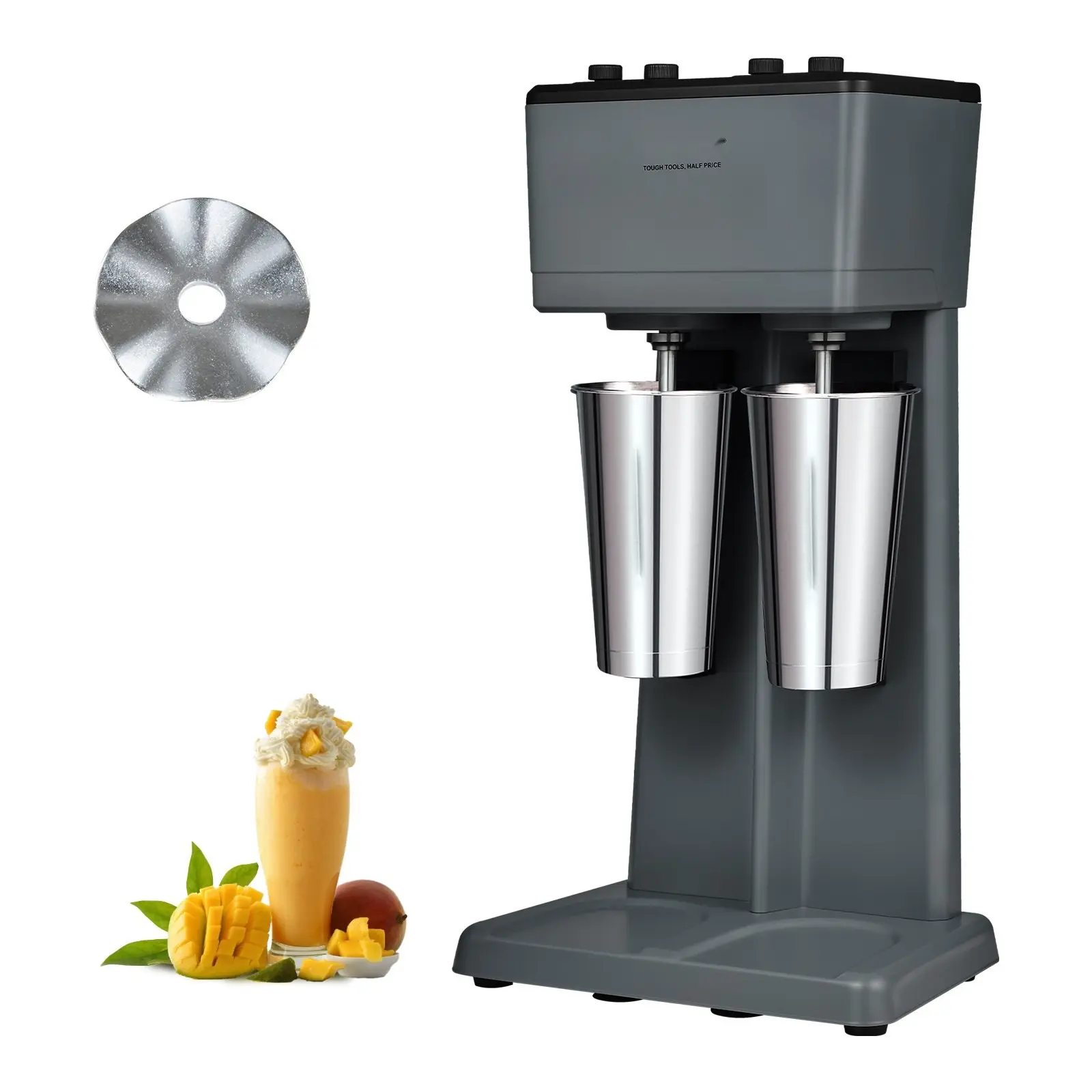 Electric Milkshake Maker, 375W Dual-Head Milkshake Machine With 3 Speeds, Includes 2 X 820 Ml Stainless Steel Cups, Heavy-Duty Blender For Commercial Kitchen And Home Use, Ideal For Milkshakes, Malts, And Smoothies