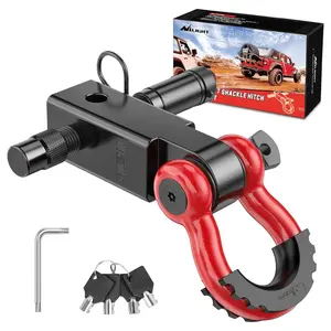 Nilight 2-Inch Heavy Duty Drop Forged High Strength Anti-Theft Shackle Hitch Receiver Set, Tow Hitch Hardware, Red Black Finish, Towing Performance Enhancer