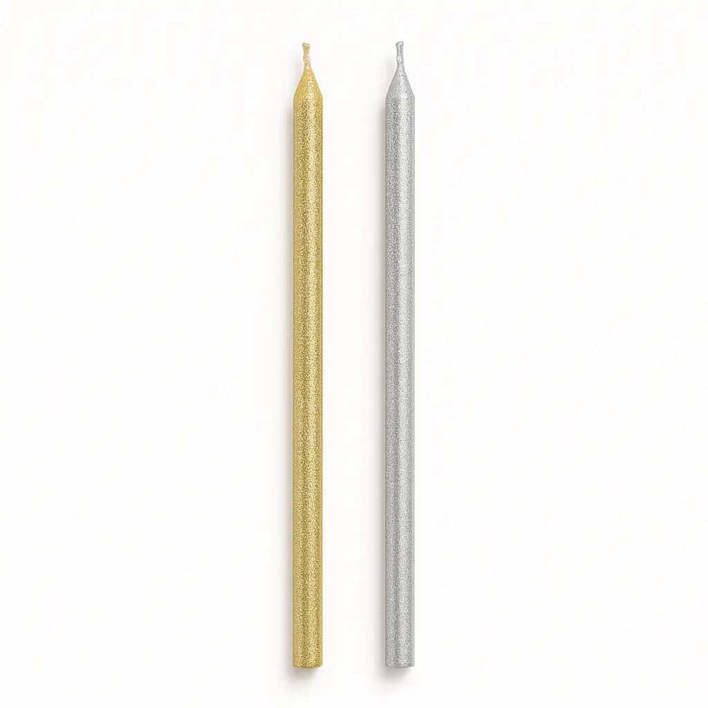 Sparkling Silver & Gold Birthday Candles - Set of 2