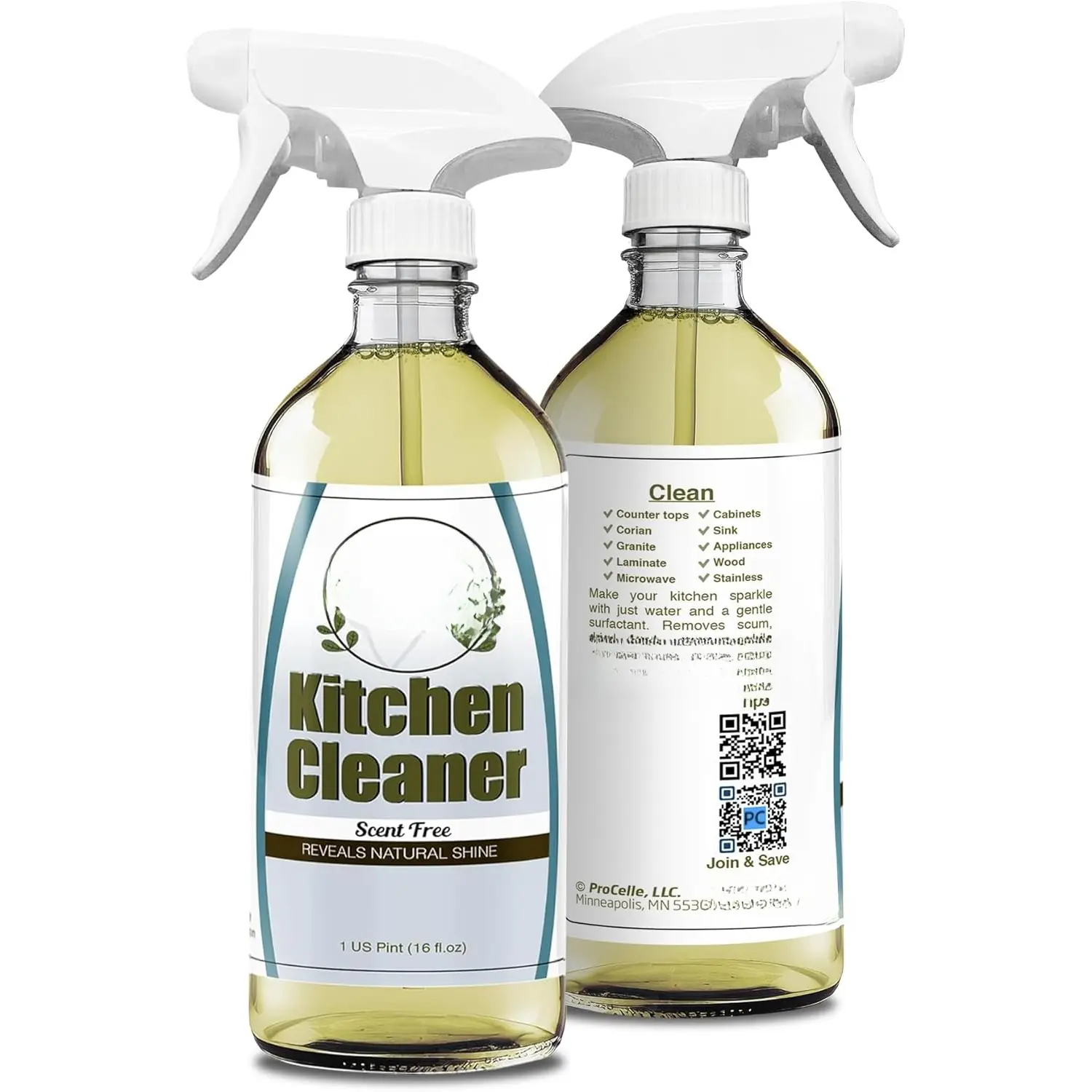 Kitchen Cleaner 16 oz - Daily Cleaning Spray for Countertops, Sink, Cabinets, Appliances, & Stainless Steel Cleaner Revealing  Shine & Refreshing Scent - Safe on All Surface