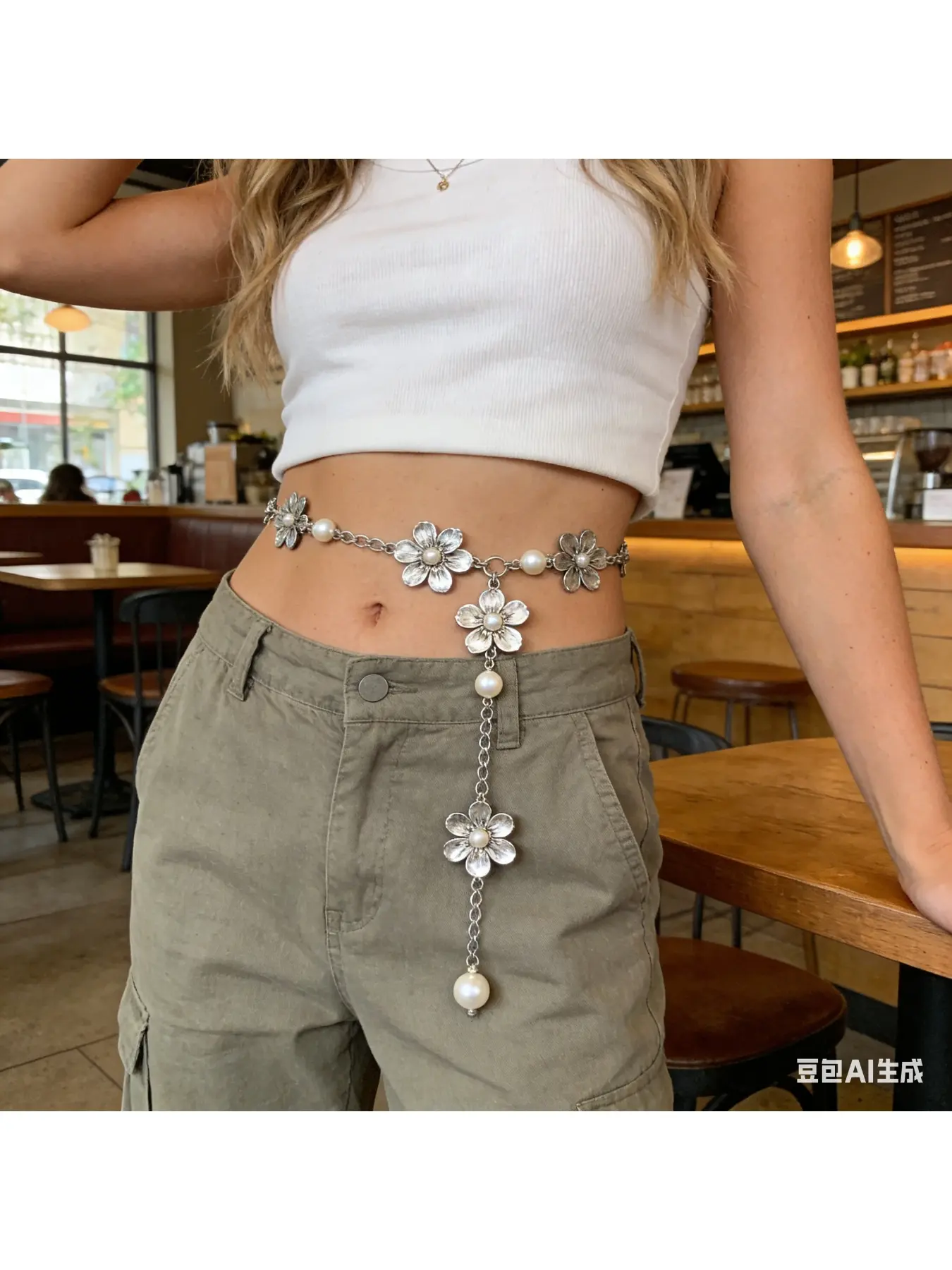 Flower Pearl Tassel Necklace Multi-purpose Sweet and Cool Waist Chain Unique High-end Styling Versatile Accessory