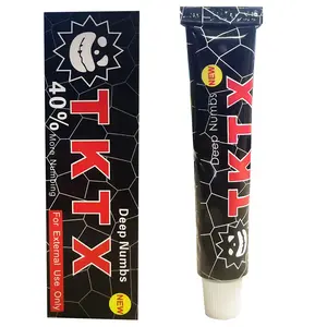 TKTX Tattoo Numbing Cream, Enhanced Formula, 40%, pain relief for tattoos, sugaring hair removal, and microneedle piercings; topical cream containing phospholipin (10 g), cosmetic product