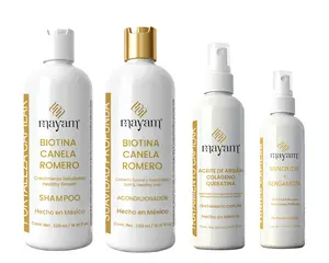 Mayam Beauty 4 STEP  Hair System | Biotin, Rosemary & Cinnamon Shampoo + Conditioner + Leave-in Conditioner + Hair Tonic with Minoxidil  500ml + 500ml + 200ml + 125ml | Made in Mexico