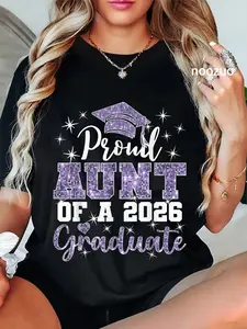 100% Cotton Super Proud Aunt of 2026 Graduate Senior Graduation Family T-Shirt