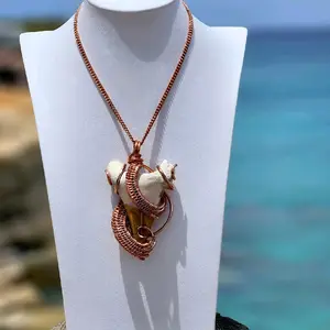 Shark Tooth Copper-Wrapped Pendant and Chain - Unique Design with Natural Tooth Feature