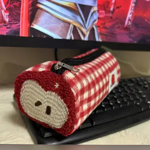Cute Apple Silhouette Storage Pouch Multi-Functional Large Capacity Pencil Case Stylish Coin Purse Cosmetic Earphone Organizer for School & Daily Life