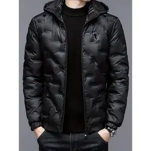 Fashion men's wear�� [Windproof Hooded Jacket] Windproof & High Quality Men's Full-Zip Hooded Jacket with Coat Design | Polyester Shell, Soft Lining, Full-Length Zipper Closure, Casual & Outdoor Winter Coat (Hand Washable)