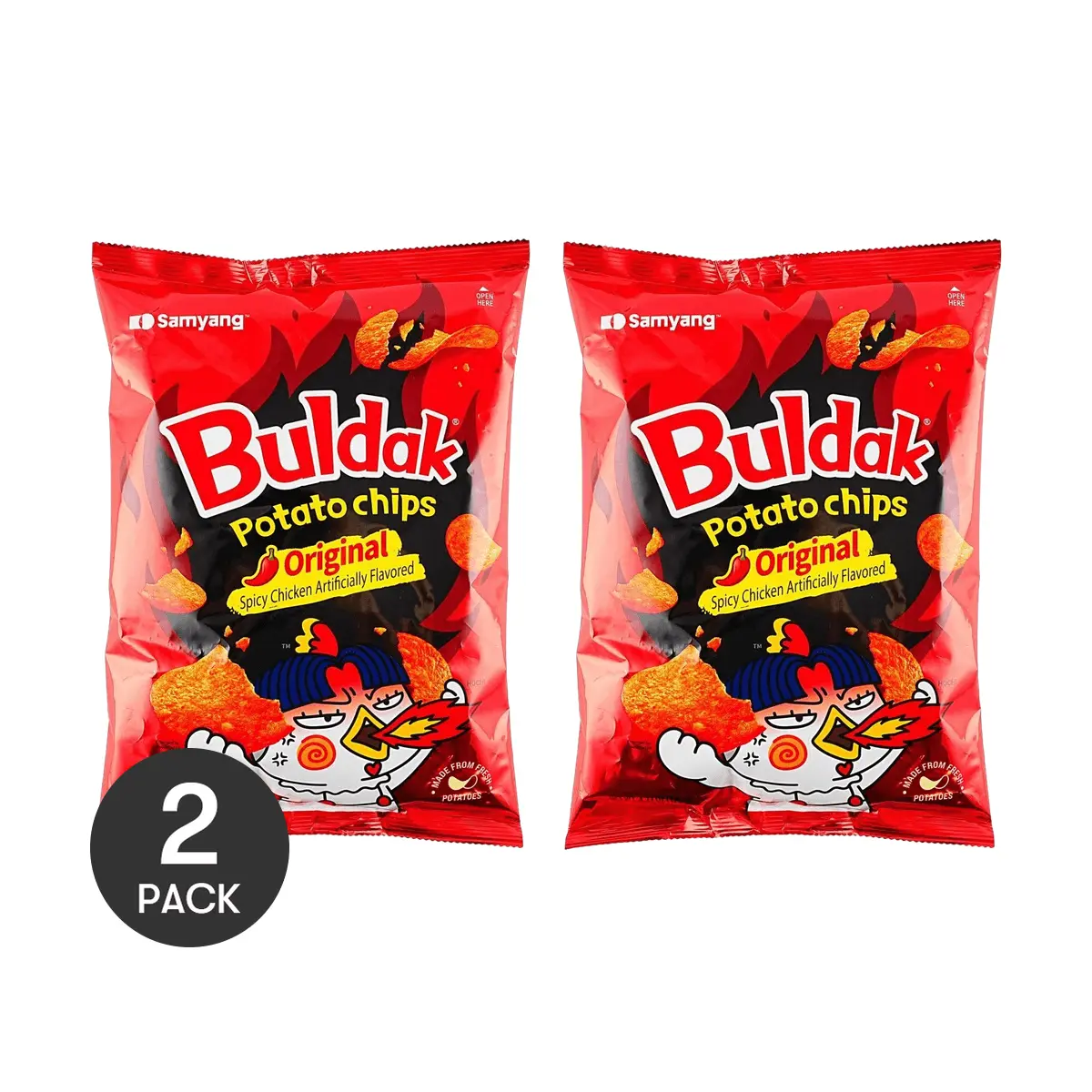 SAMYANG Buldak Spicy Chicken Flavor Chips 2 Pack 4.23 oz Each - Korean Snack