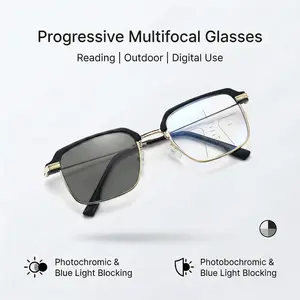 Photochromic Progressive Reading Glasses Multifocal Lenses with Blue Light Blocking & UV Protection, Lightweight Comfort for Daily Use