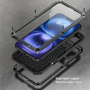 Heavy Duty Aluminum Metal Armor Phone Case Shockproof Protect Doom Cover For iPhone 17 Air 17 16 15 14 13 12 11 Pro Max XS 7 8 Plus XR