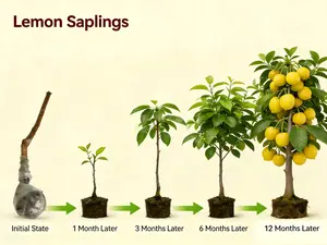 Heirloom Non-GMO Grafted Lemon Tree Live Saplings — Perennial Lemon Tree Seedlings, Suitable for Outdoor Garden and Yard Planting