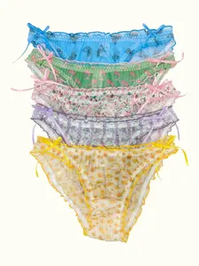 Milanblocks Pointelle Bikini Undie Cute Y2K Coquette Cotton - Rose, Comfy, Breathable, Ultra Soft, Elastic, Regular Fit, True to American Size - Comfort Floral Cheeky Panty