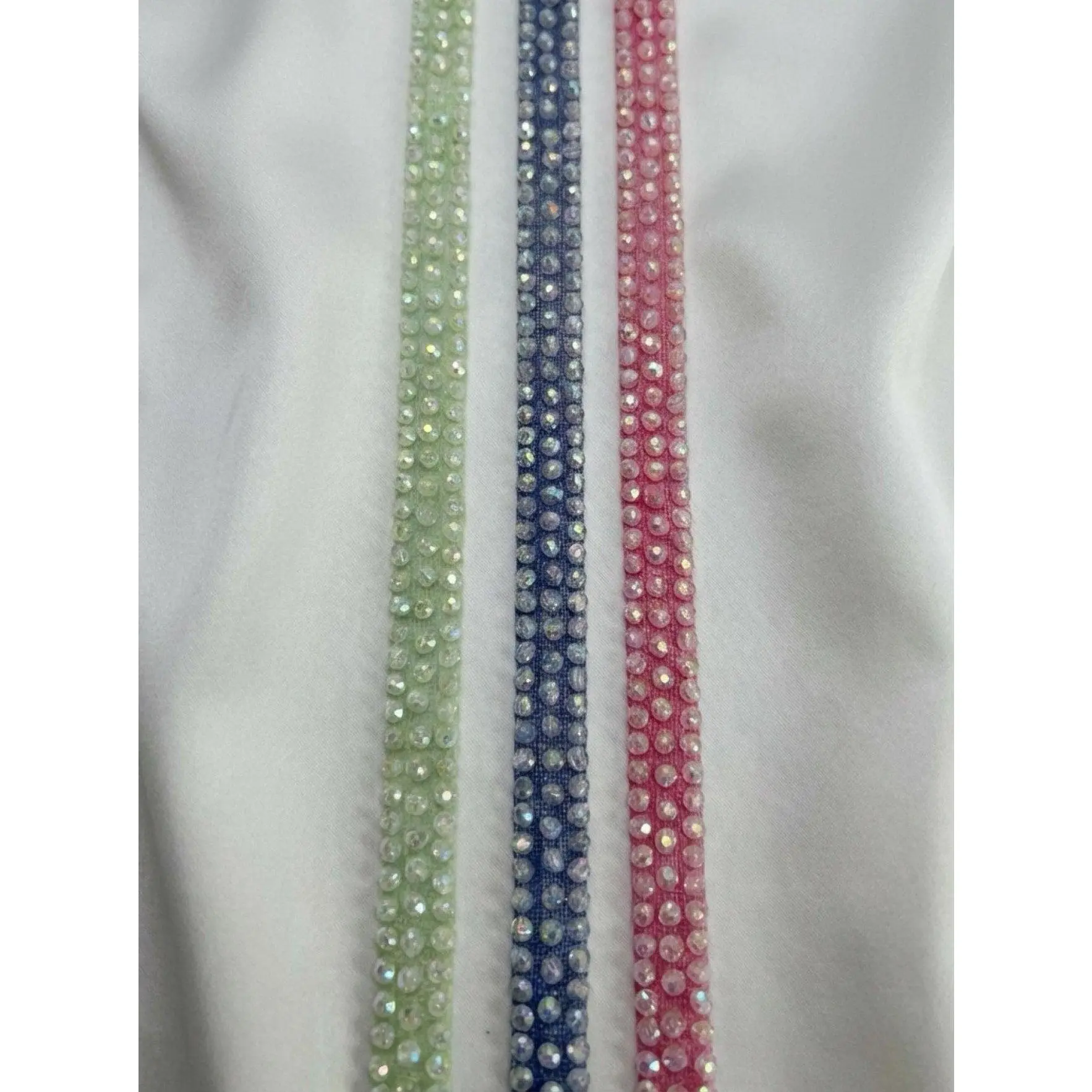 Colorful Beaded Trim – Self Adhesive Trim, Pastel Crystal Trim, Peel and Stick Fabric Trim, DIY Clothing Embellishment, Sew or Stick