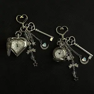 2025 The New Hot-selling Niche Design Love Dial Hearts Keychain Exquisite Retro Pocket Watch Pendant Bag Pendant Advanced Sense Stylish Keychain For Bags