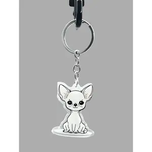 Chihuahua Acrylic Keychain Cute kawaii memorial ornament, pet portrait charm gift  backpack fob, dad car décor, dog mom