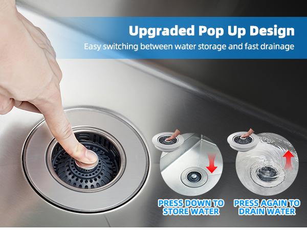 Hibbent Upgraded 3 in 1 Kitchen Sink Drain Strainer, Stainless Steel Pop Up Sink Stopper, Larger Anti-Clogging Basket, 3-Layer Seal, Detachable Drain Plug for US Standard 3-1/2" Drain, Matte Black,summervibes,campingessentials,campinggear,home essentials Hibbent Upgraded 3 in 1 Kitchen Sink Drain Strainer, Stainless Steel Pop Up Sink Stopper, Larger Anti-Clogging Basket, 3-Layer Seal, Detachable Drain Plug for US Standard 3-1/2" Drain, Matte Black,summervibes,campingessentials,campinggear,home essentials