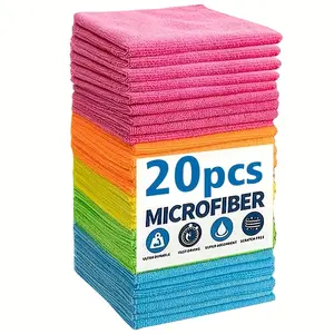 20pcs Microfiber Cleaning Cloths - Absorbent & Quick-Drying, Streak-Free, Machine Washable Microfiber for Kitchen, Bathroom - Durable Reusable Towels with Vibrant Colors, Remove Stains & Grease, Multipurpose Cleaning Supplies
