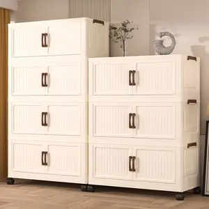 Multi-Layer Snack Storage Cabinet, Home Kitchen Mobile Organizer, Living Room Toy Box, Foldable Floor Standing Storage Unit, Modern Storage Cabinets