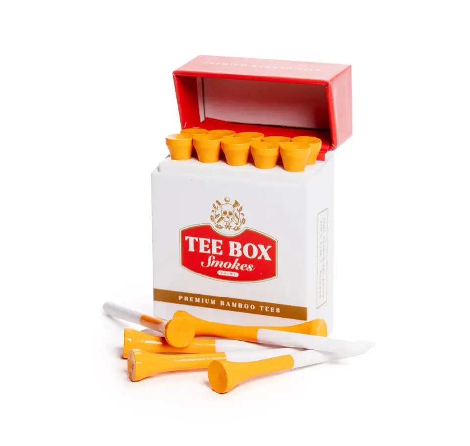 Tee Box Smokes - Premium Bamboo Golf Tees - Funny Cigarette-Style Gift for  Men & Women - Reusable Magnetic Box